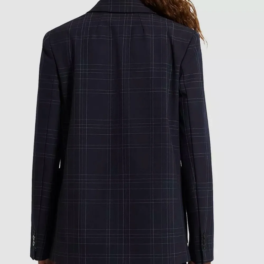 $495 Theory Women's Blue Dover Windowpane Plaid Single-Breasted Blazer Jacket 6 - Image 2
