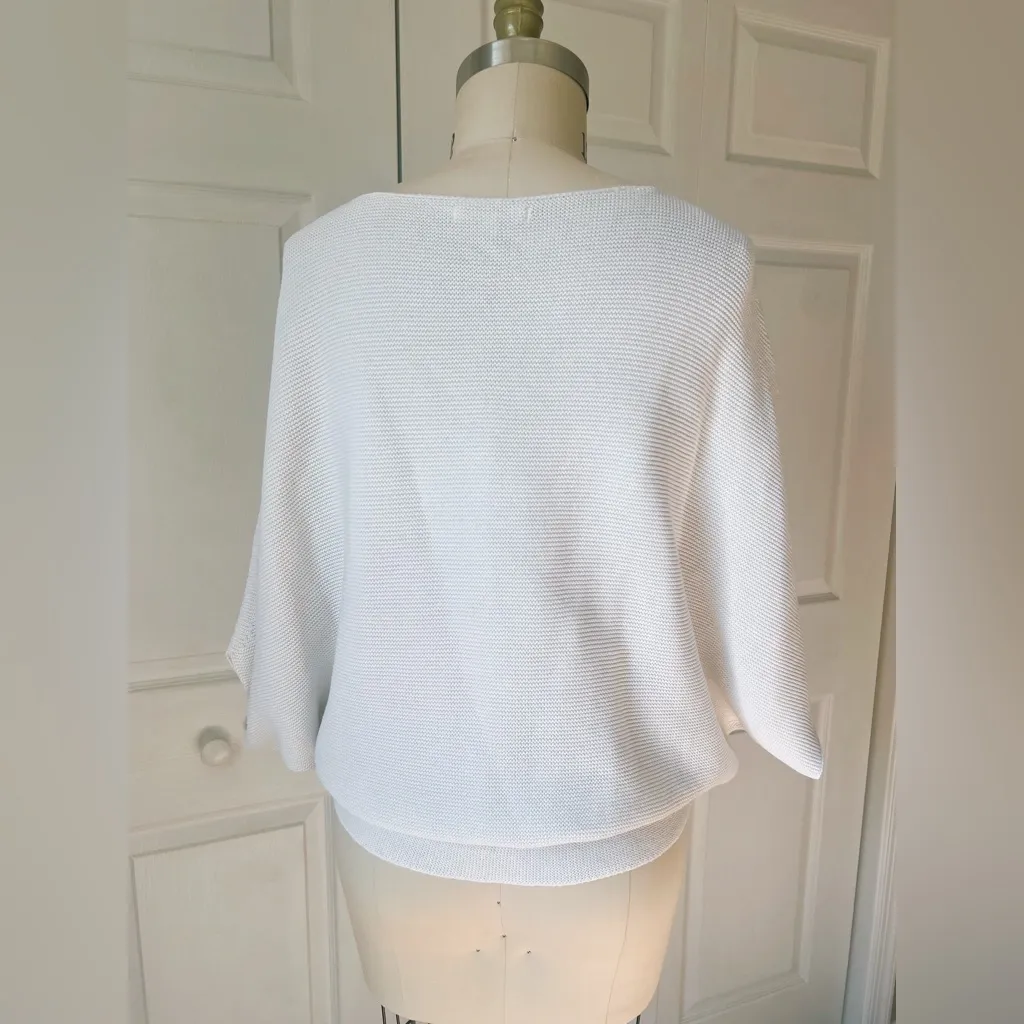 Uniqlo 3D Knit Cotton Dolman 3/4 Sleeve Sweater in Off White - Image 4