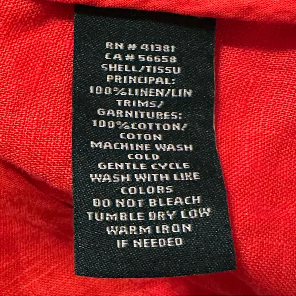 Lauren Ralph Lauren Sz 8 Womens‎ Red 100% Linen Utility Jacket Blazer Pockets - Image 6