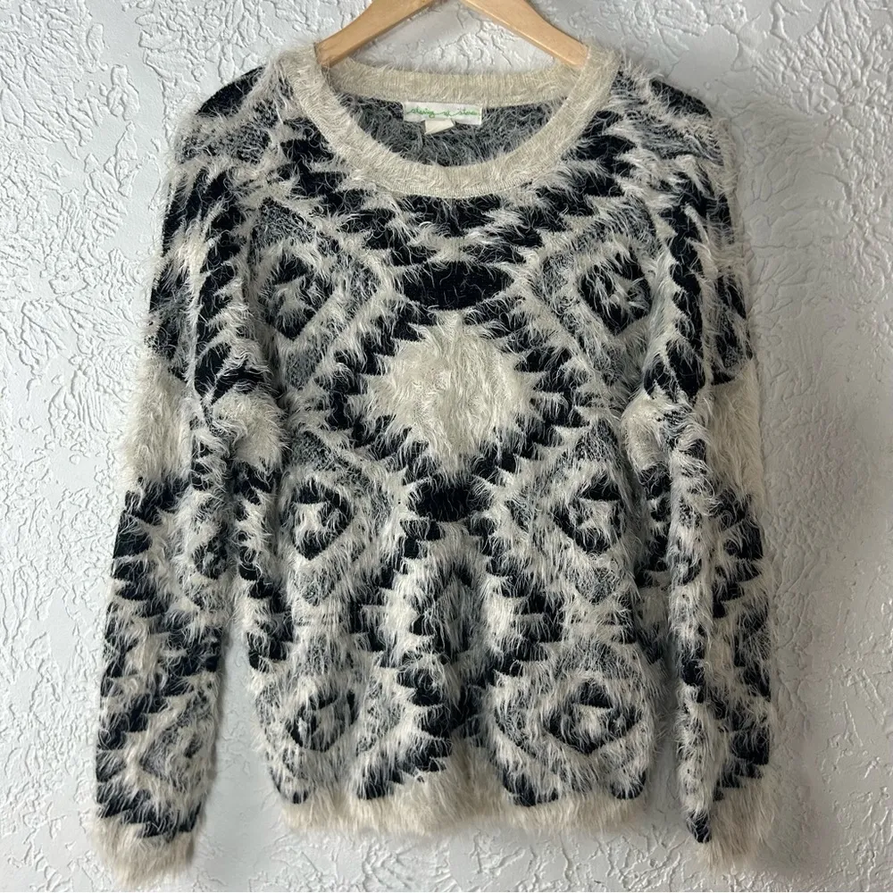 Staring At Stars Urban Outfitters BOHO Fuzzy Eyelash Aztec Pattern Sweater - Image 3
