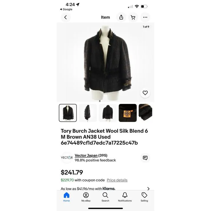 Tory Burch Tweed Jacket with Velvet Accents - Image 8