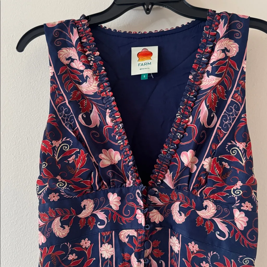 FARM RIO Blue Snake Garden Long Sleeve Mini Dress, Size Small, $260 - Image 10