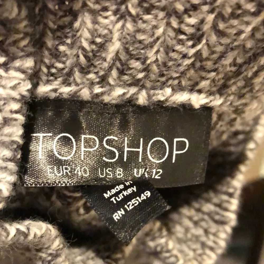 TOPSHOP Grey Marled Knit Mock Neck Long Sleeve Sweater Dress Size 8 - Image 2