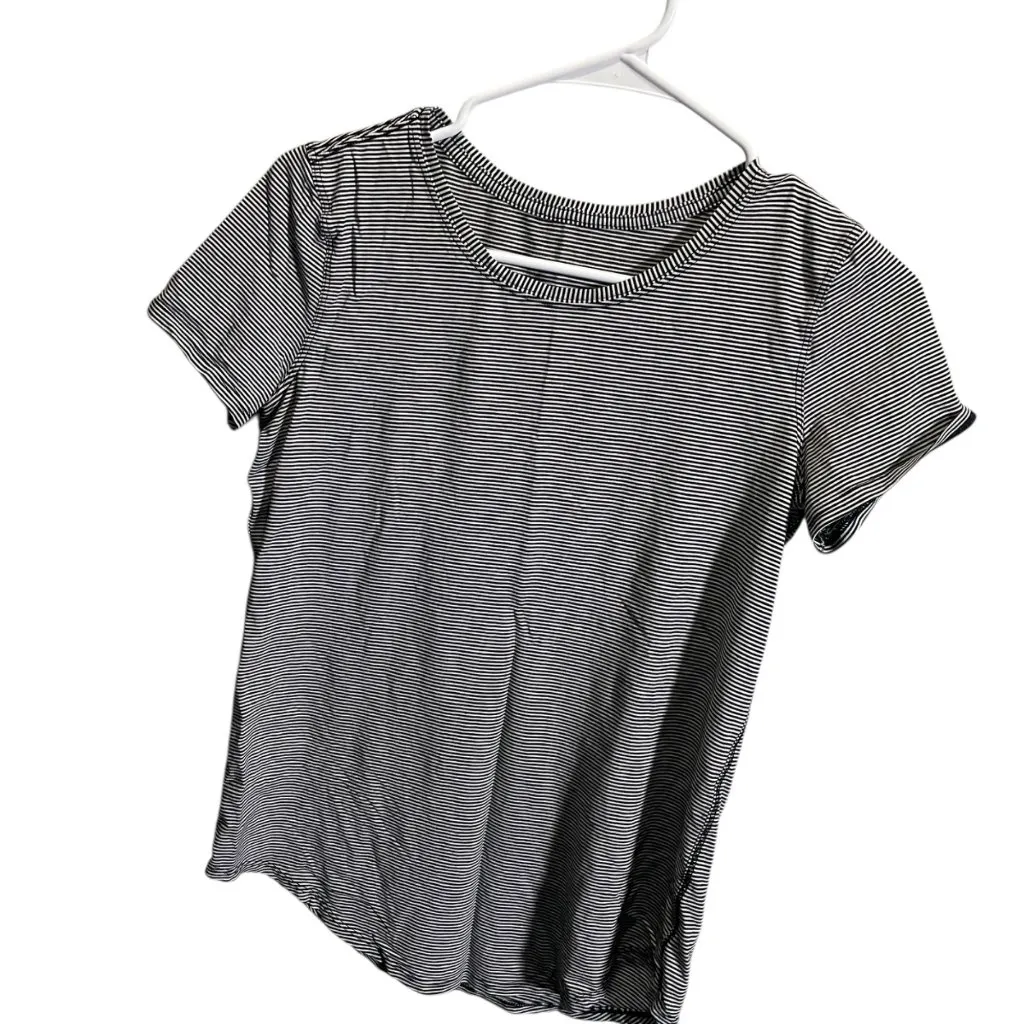 Lululemon Womens Black & White Striped Short Sleeve T-Shirt Size 6 - Image 2
