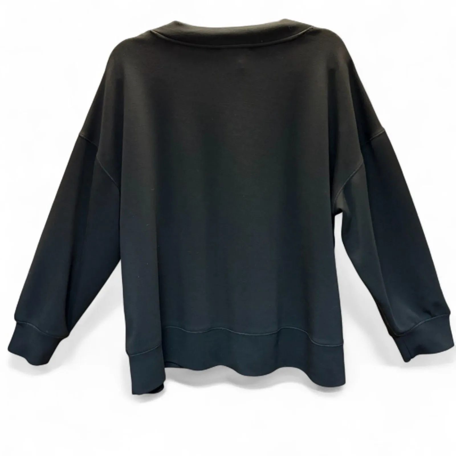 Women's For The Republic Scuba Knit V-Neck Sweatshirt in Black 1X - Image 4