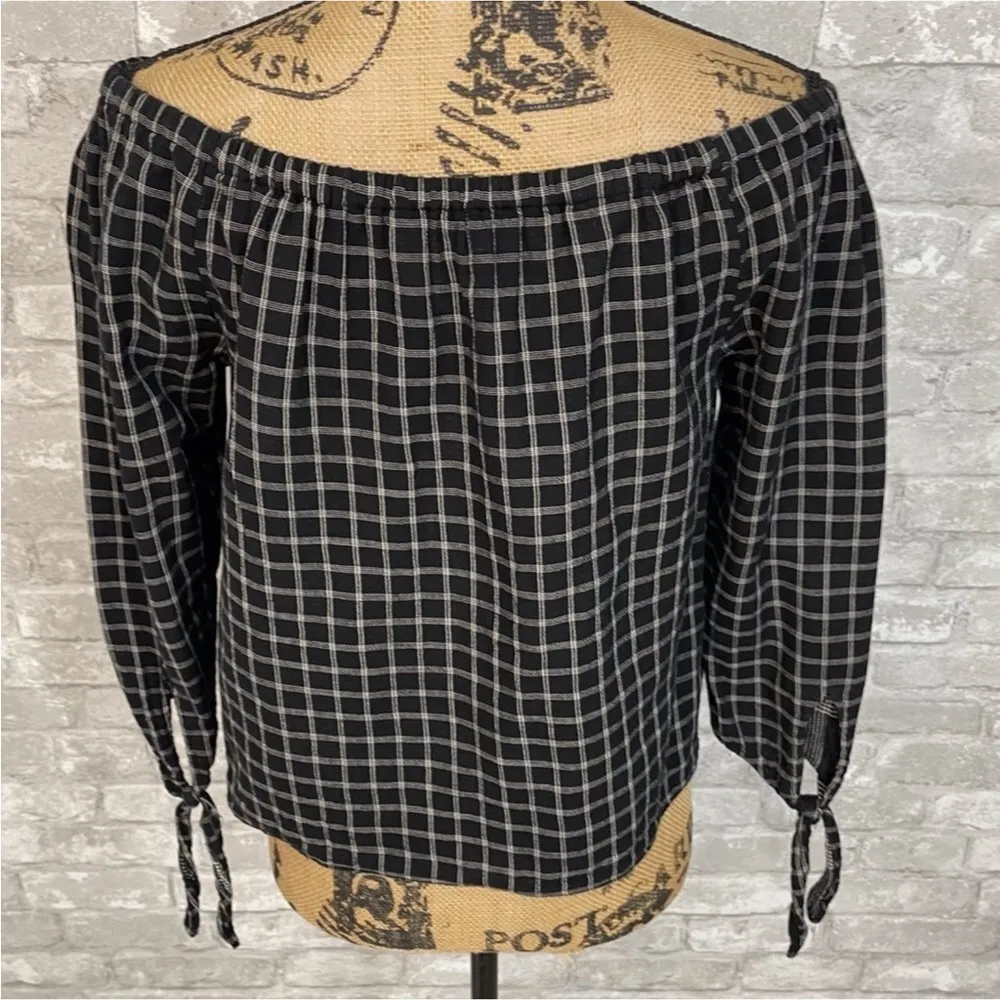 Madewell plaid off the shoulder top - Image 2