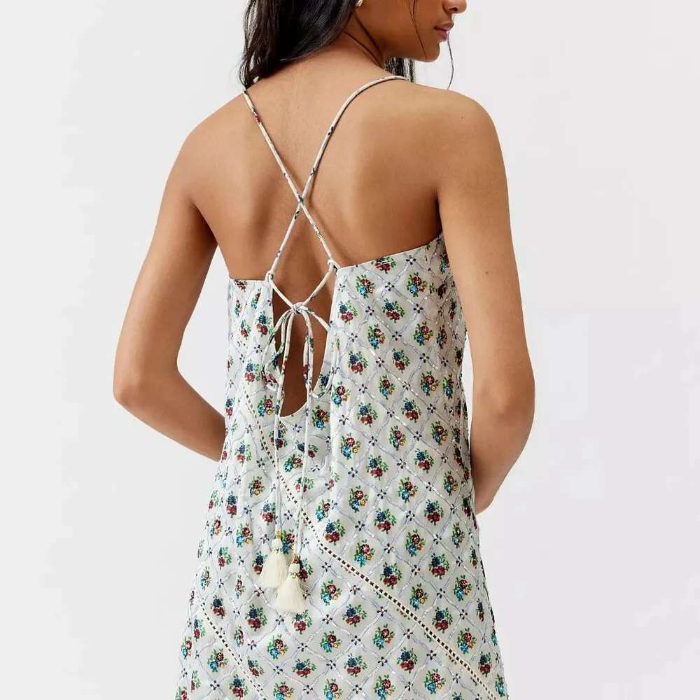 Silence + Noise Urban Outfitters sequin blue Mari slip dress S - Image 4