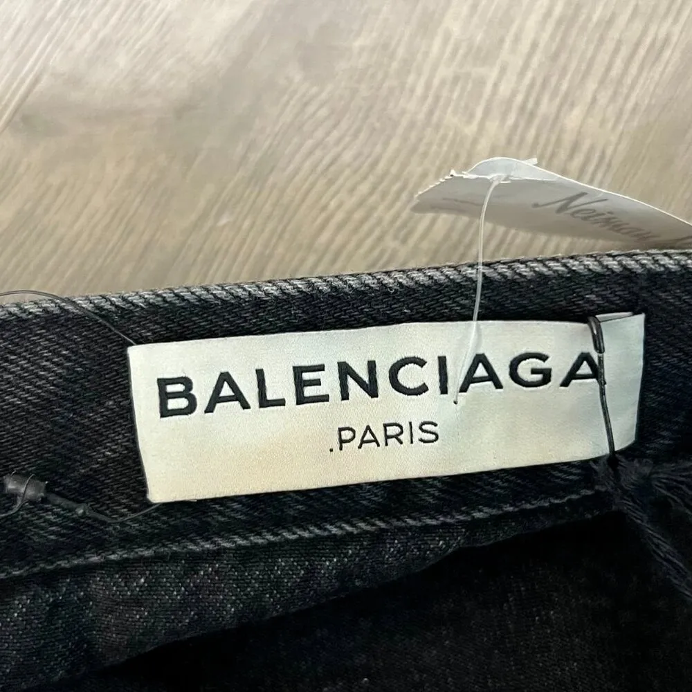 NWT Balenciaga Denim Wrap Skirt Black Woman Size 40 Made in Italy - Image 3