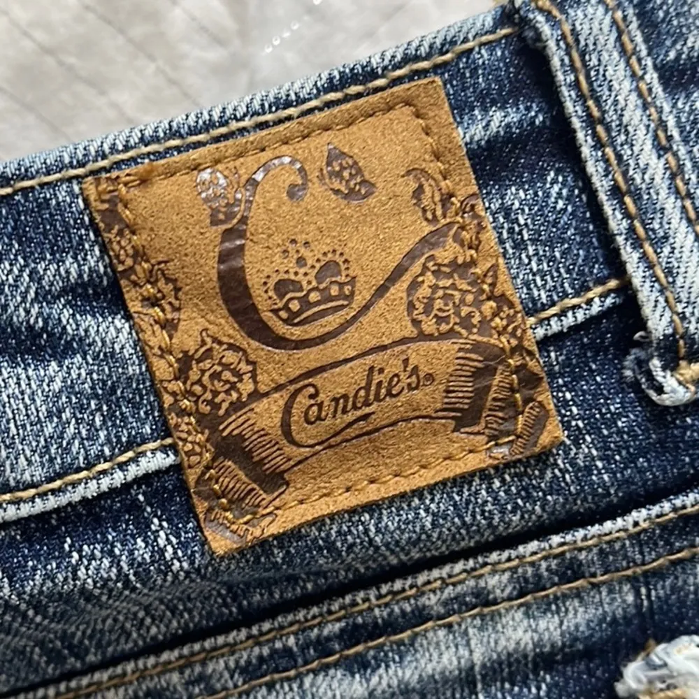 Vintage Candies Skirt Denim White Gauze Ruffle Rhinestones 2 3 4 - Image 8