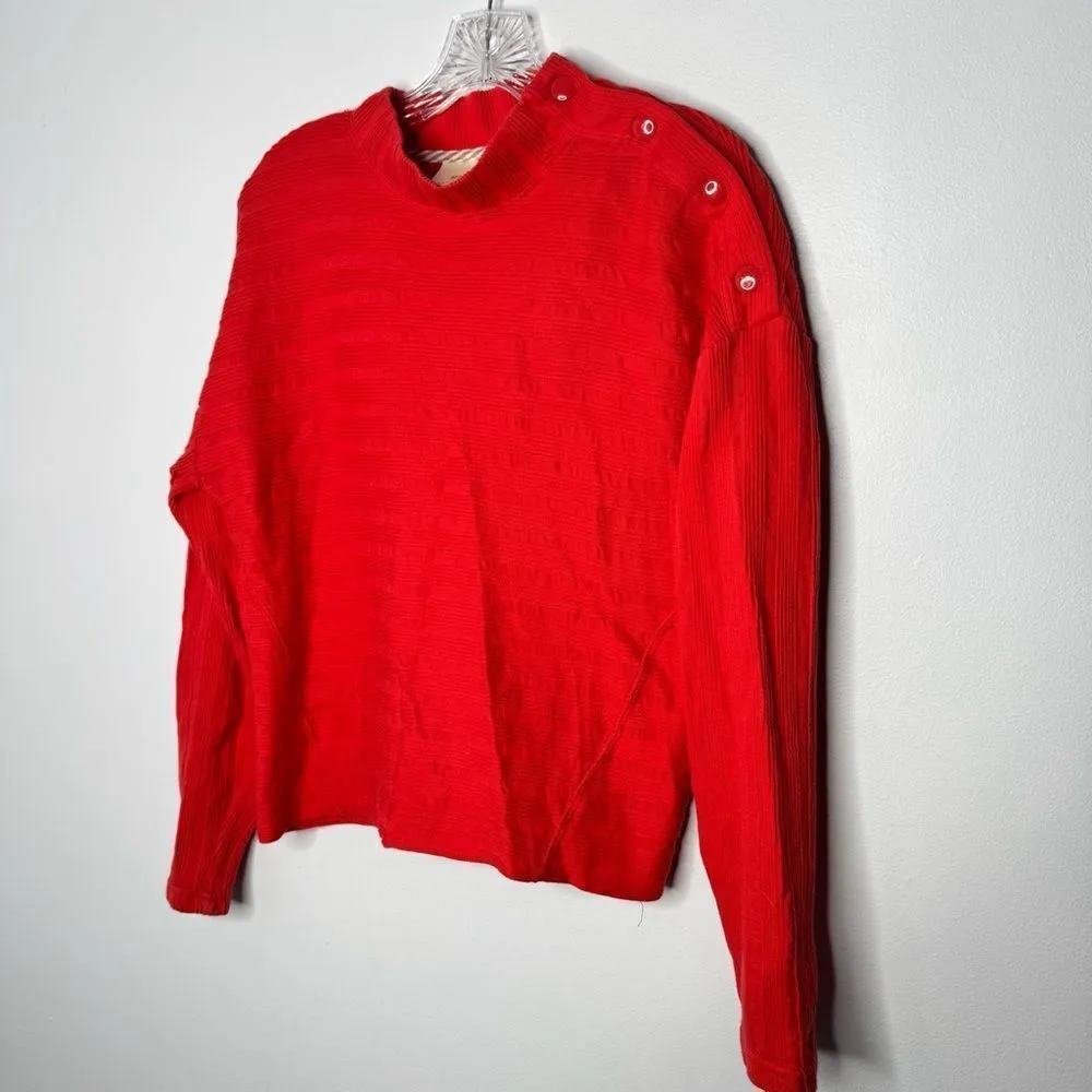 Maeve Red Sweater with Button Accents - Image 2