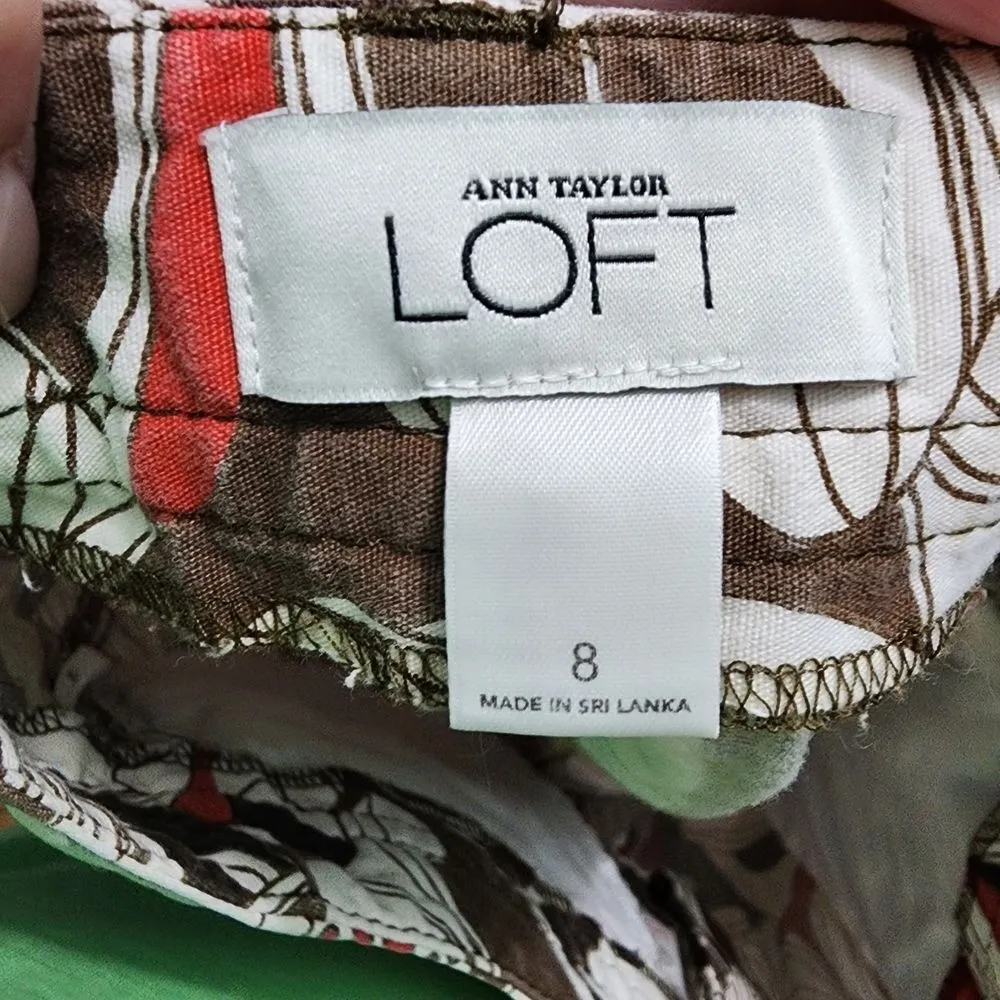 Ann Taylor LOFT Floral Print Mini Skirt Coral Brown White‎ Summer Casual Size 8 - Image 3