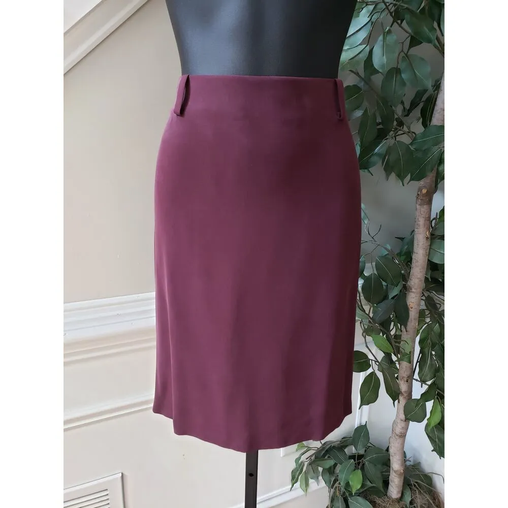 Jones New York 2 Piece Skirt Suit Silk 10 Burgundy Single Breasted 1 Button - Image 2