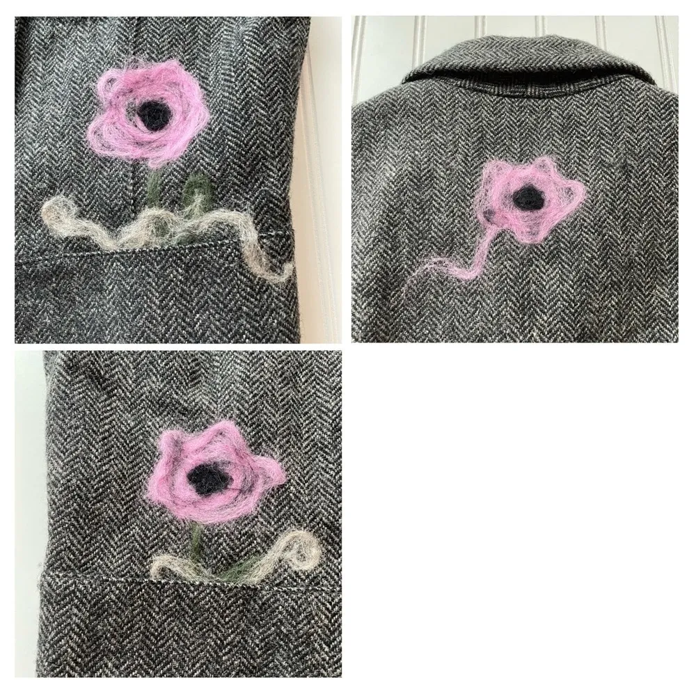 Vintage GAP Wool Vest Gray Pink Size Medium Herringbone Classic Tailored Y2K - Image 5