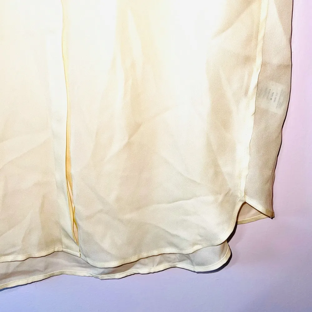 Cream Silk Button Front Sheer Sleeveless Blouse - Image 7