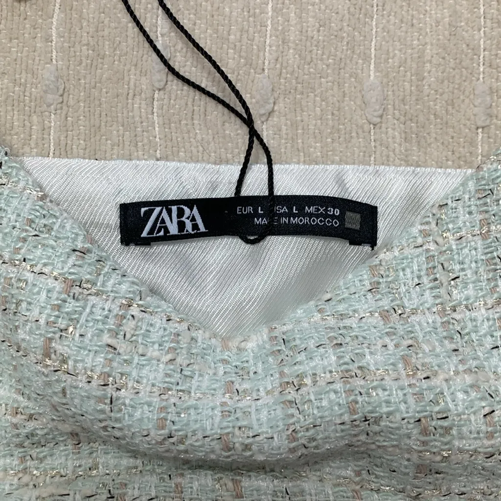 Zara textured corset top fully lined‎ side zipper Size L - Image 6