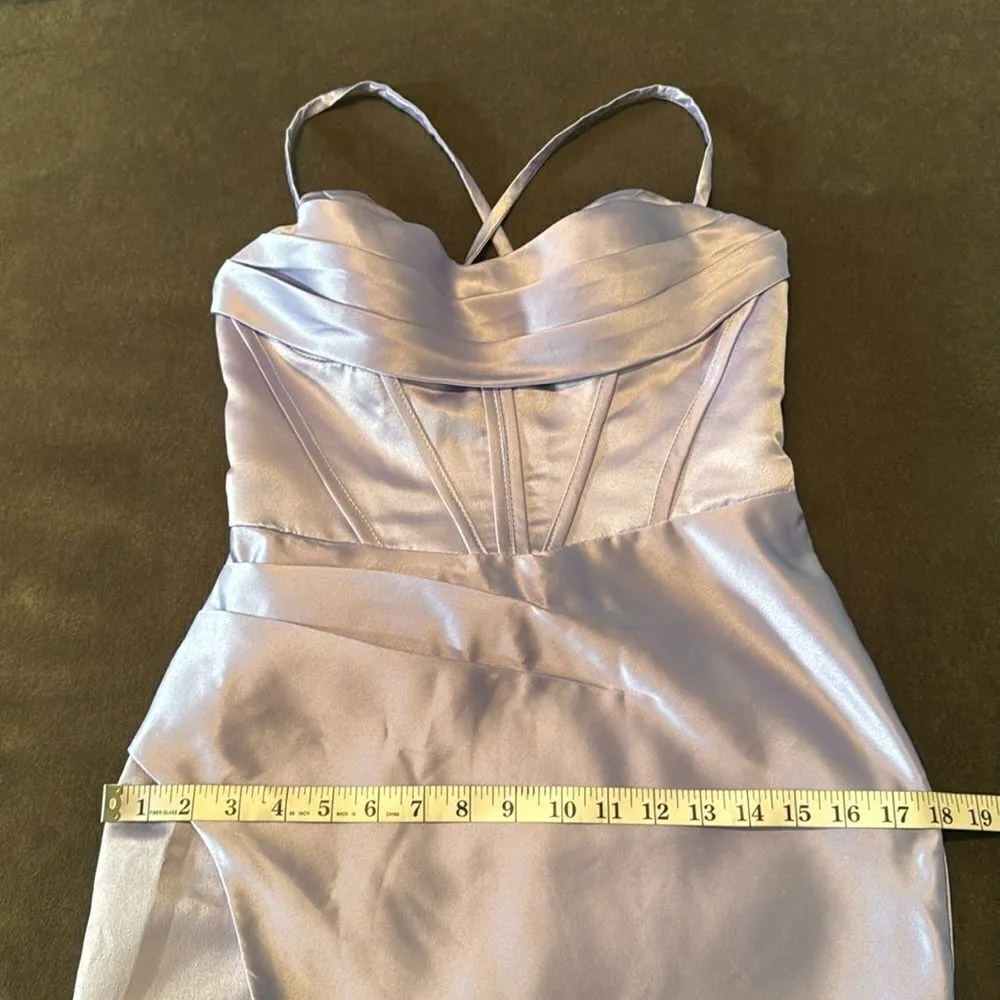 Women’s Purple Full Length Prom Party Dress Criss Cross Straps Leg Slit Size 6 - Image 10