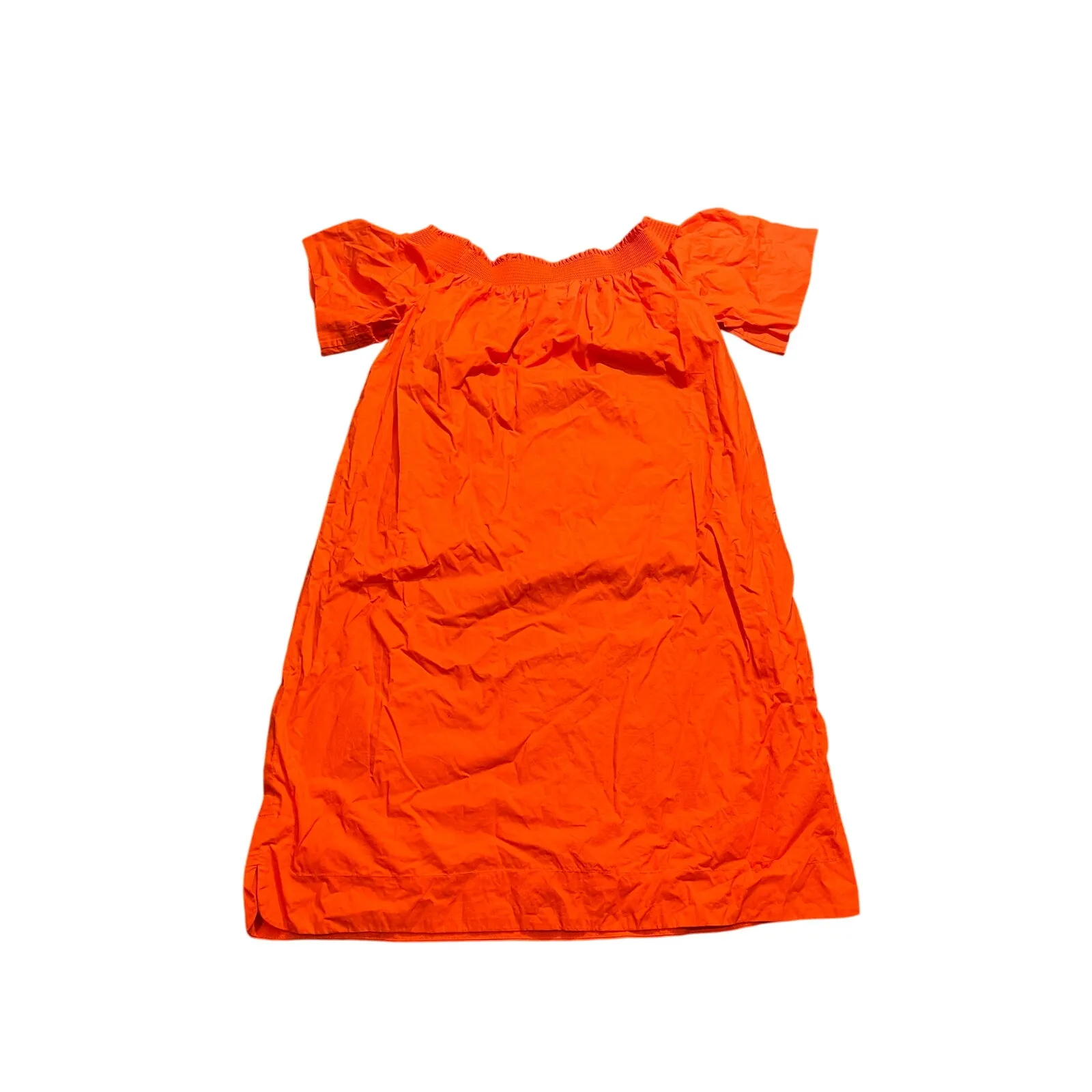 J. Crew‎ Style F2302 4 Off The Shoulder Dress Cotton Poplin Orange BLOGGER FAV - Image 4