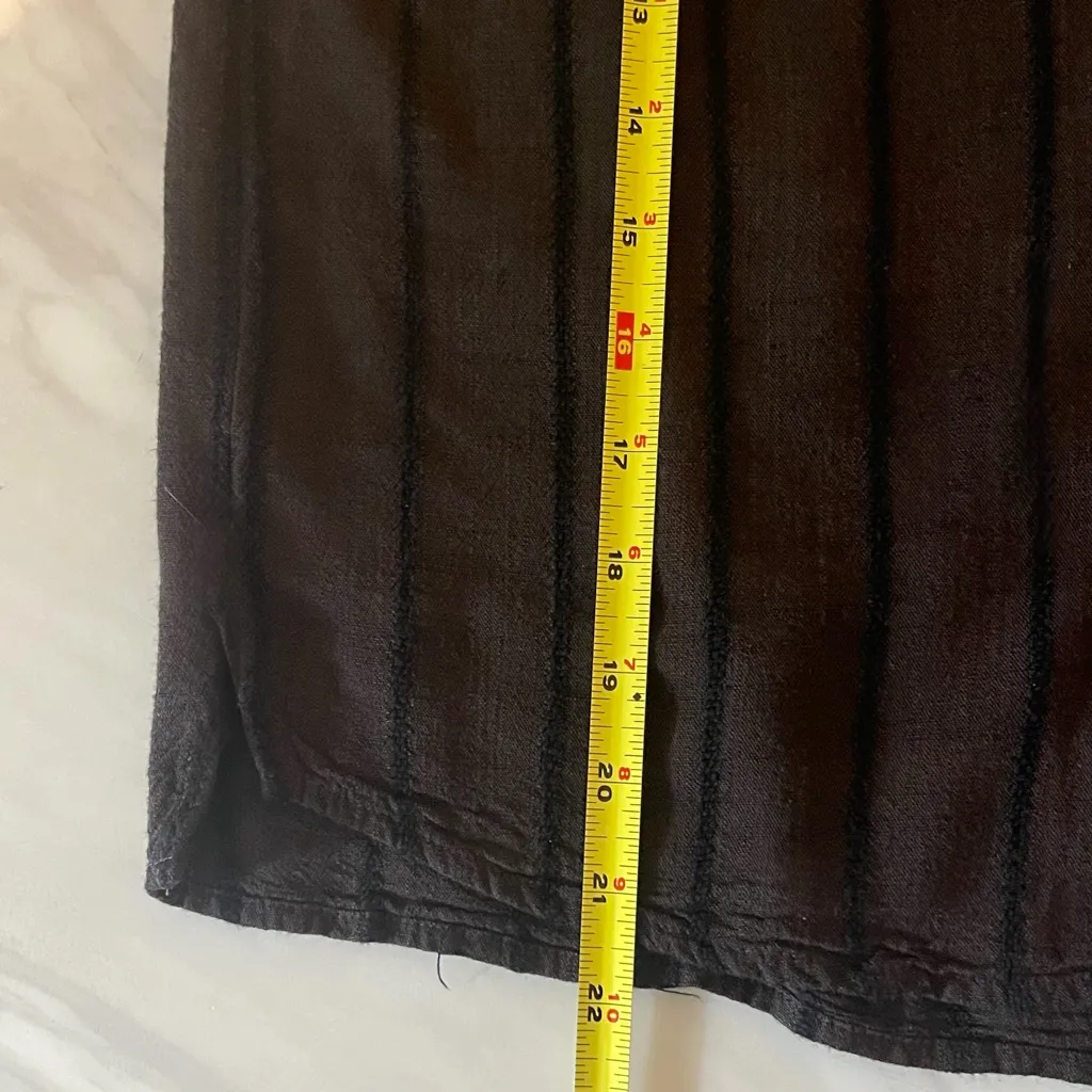 BCBGeneration Sheer Brown Striped Button Front Blouse Puff Sleeve Small - Image 3