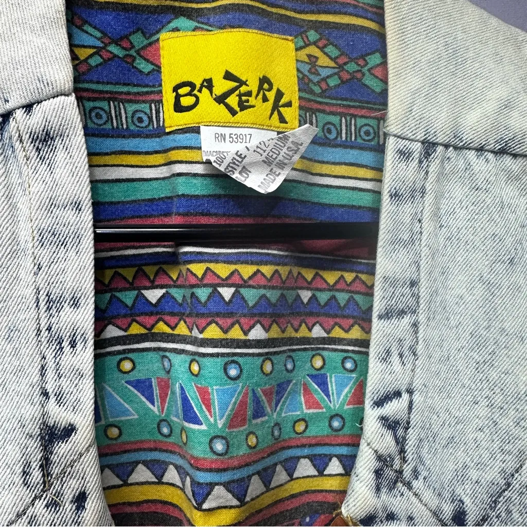 Western 80’s Stone Washed Fringe Denim Vest by Bazerk Medium Blue - Image 6