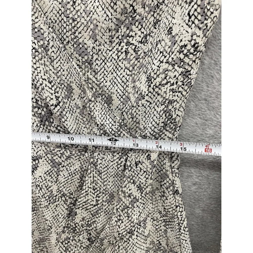 Ann Taylor Women's Blouse Surplice Snake Print Long sleeve Size 4 Gray Peplum - Image 10