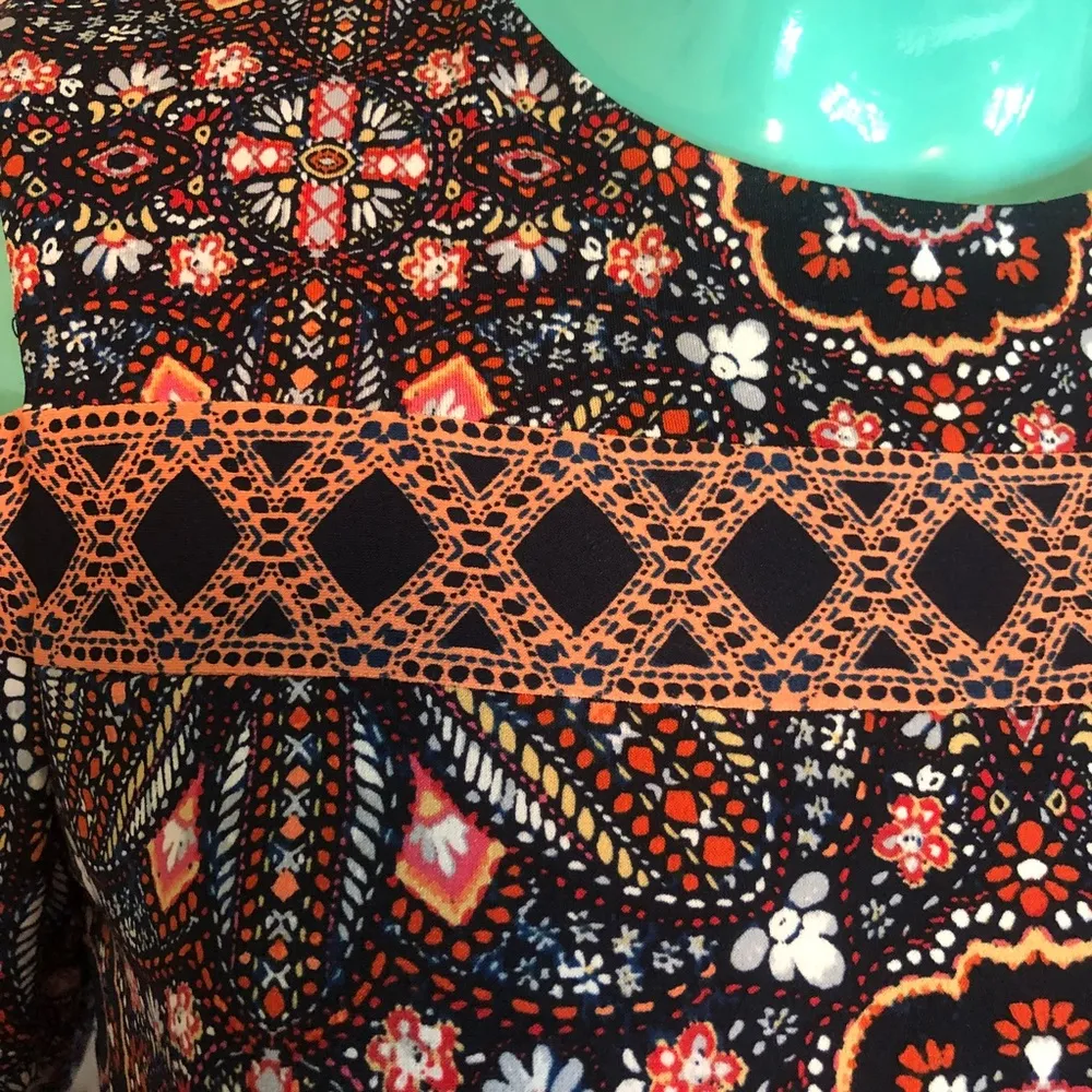 Maggy London Blue and Orange Long Sleeve Dress - Image 5