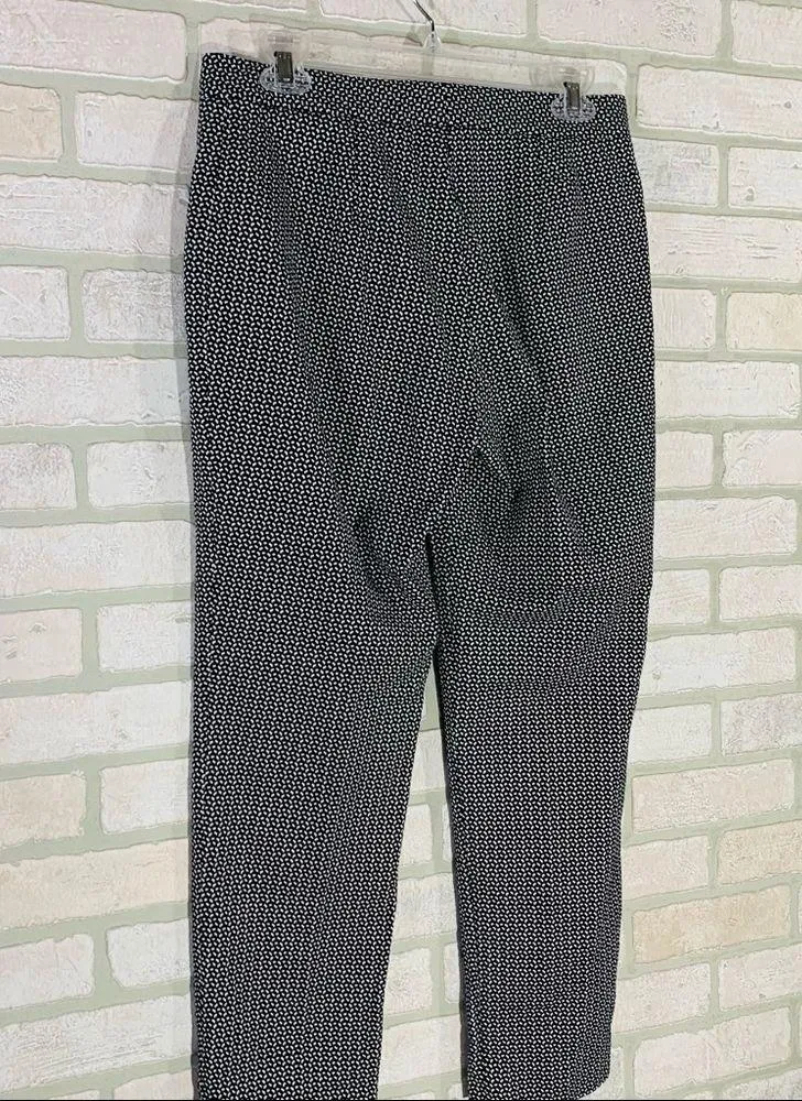 J. McLaughlin Yara Black Print Slim Leg Pants Size 6 - Image 5