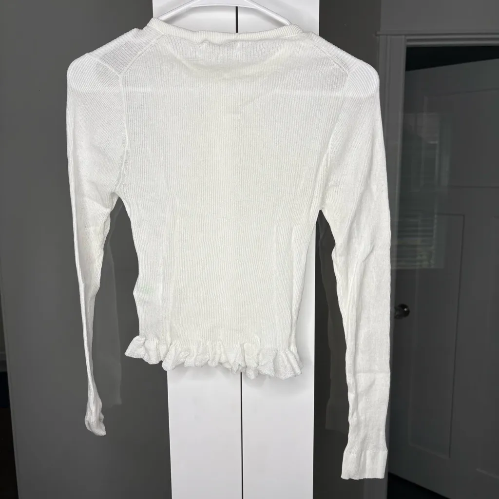 J. Crew Ruffle-trim Cotton Gauze Cardigan White - Image 3