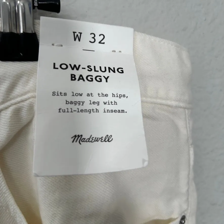 NEW Madewell Low-Slung Baggy Jean Airy Denim Edition Vintage Canvas Cream Sz 32 - Image 5