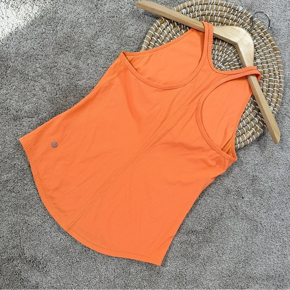 Lululemon Women’s Base Pace Ribbed Tank Top Running in Orange Soda Size 2 - Image 6