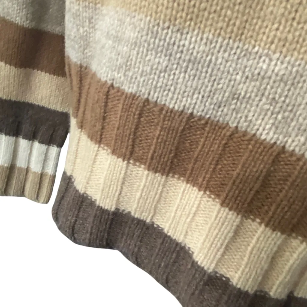 Y2K Old Navy Lambswool Brown stripe turtleneck sweater size MEDIUM - Image 8