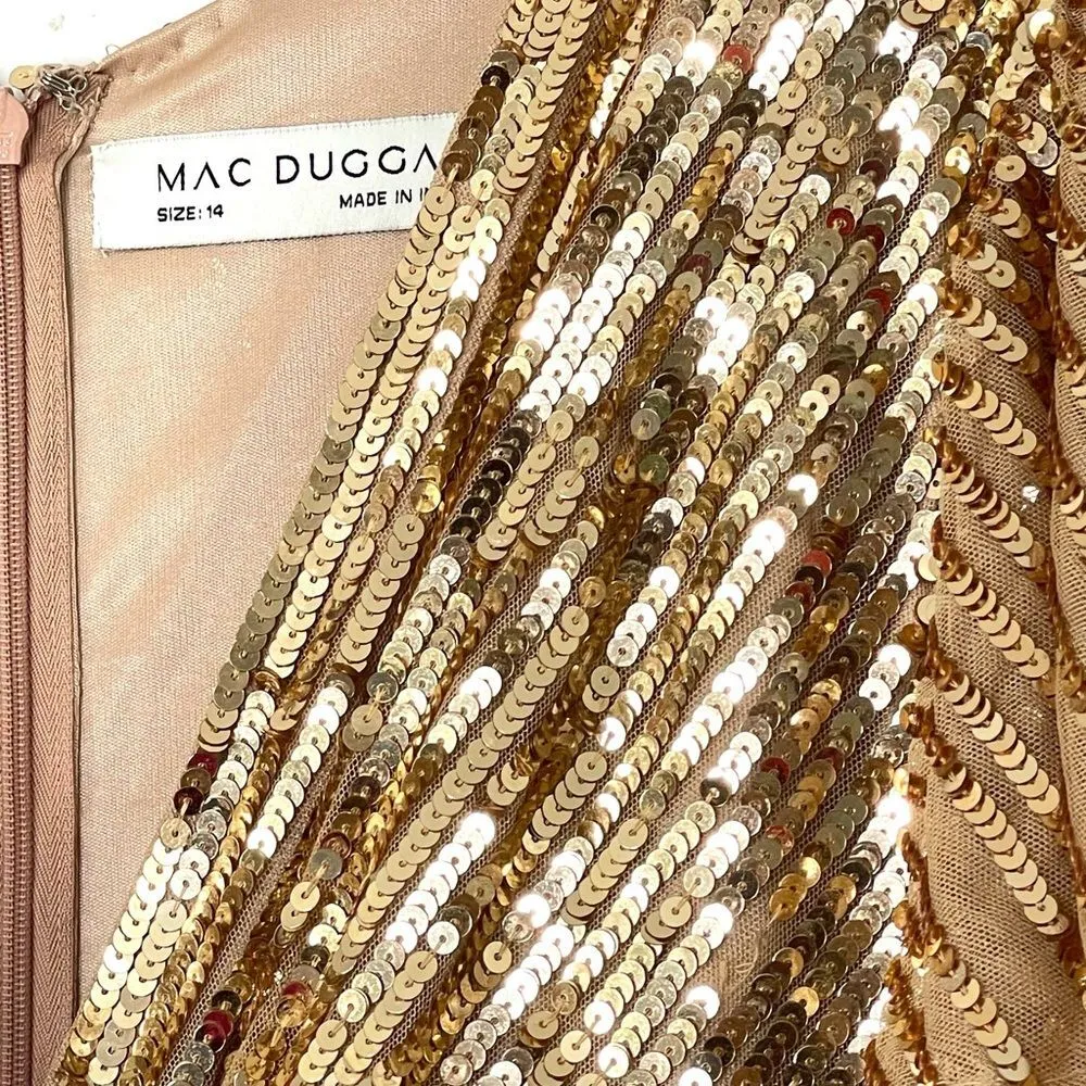 Mac Duggal 5637 Size 14 Sequin Flounce Sleeve Mother of the Bride Gown, Copper - Image 6