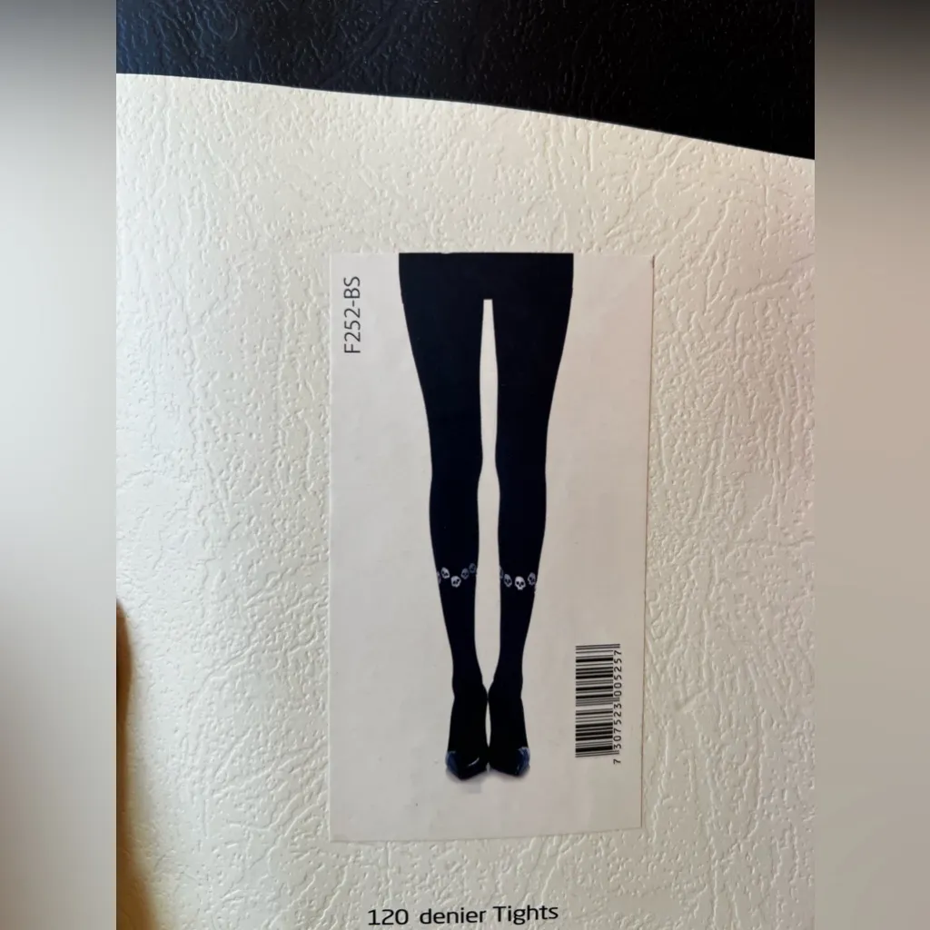 Zohara Art On‎ Tights Brand New In Package One Size Black With Skulls - Image 6
