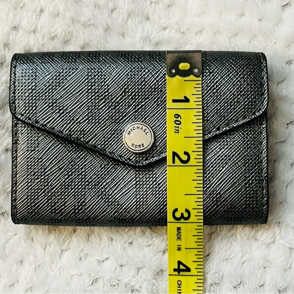 MICHAEL KORS Gunmetal metallic Wallet w Logo Pin - Image 10