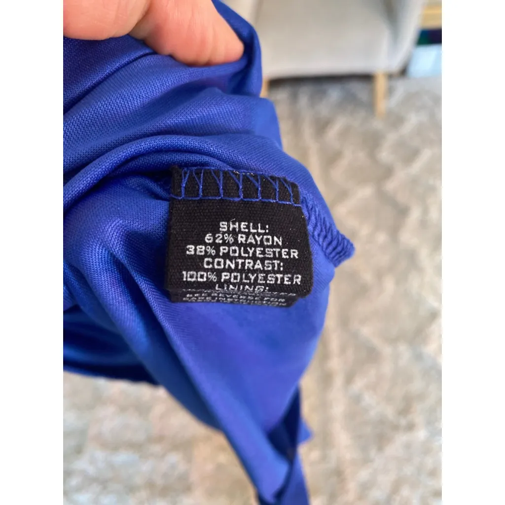 By The River Smocked Maxi Dress Royal Blue Flutter Sleeve Quiet Luxury Romantic Size L - Image 8