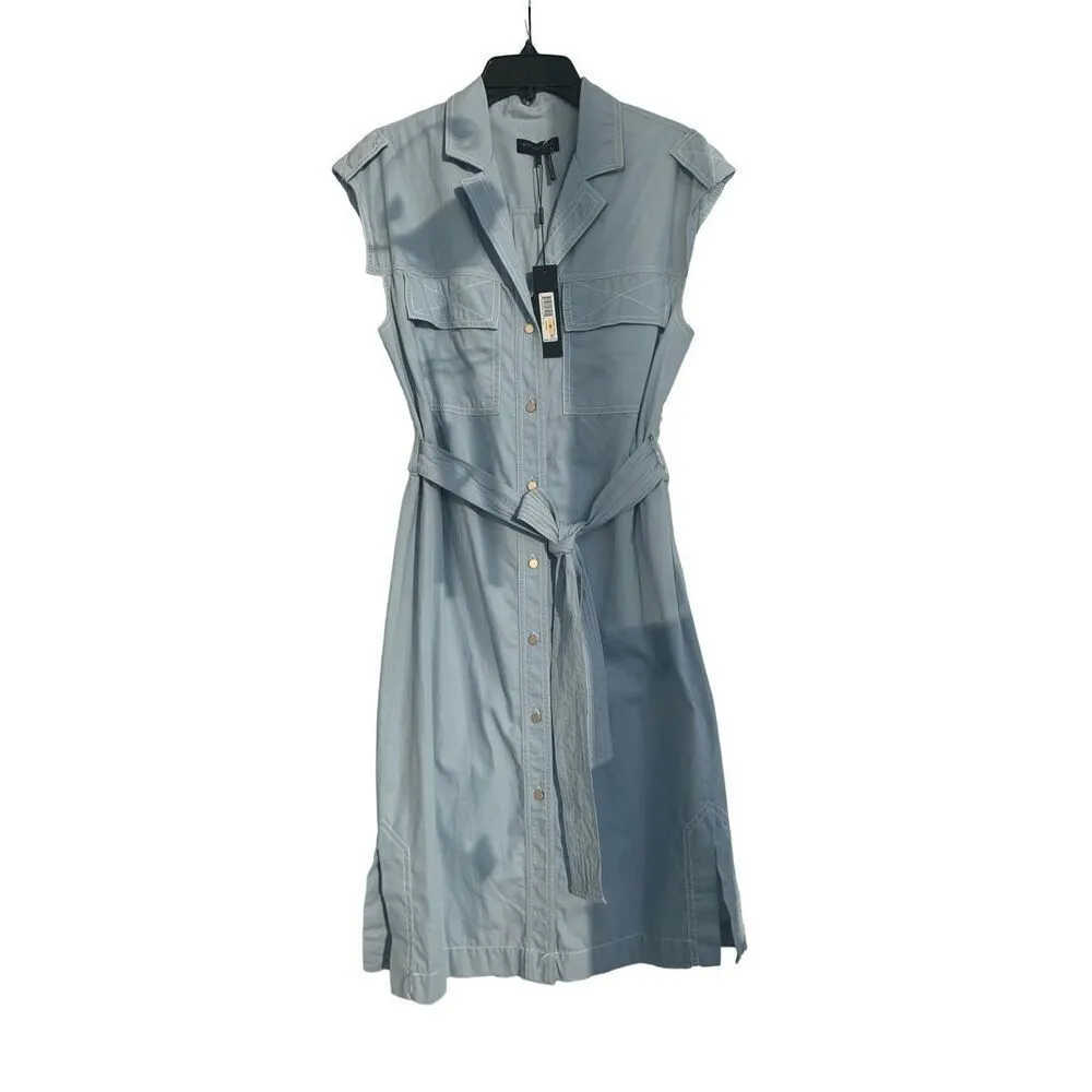 Donna Karan New York Belt sleeveless dress denim in light blue size M - Image 5