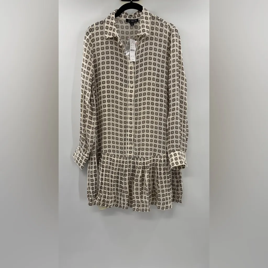 J.Crew New Amelia shirt-dress in foulard print Ivory Lace - Image 5