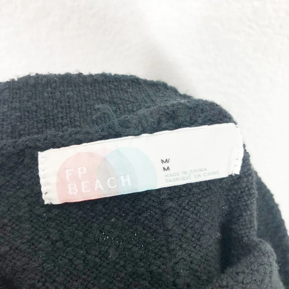 Free People Beach Rio Sweater Maxi Dress Medium Black Knit Strapless Stretch - Image 6