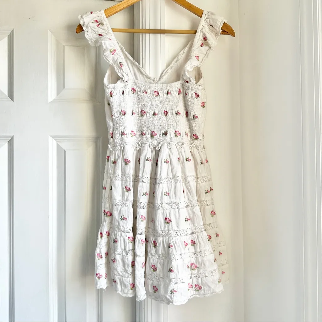 LoveShackFancy Finny Floral Sleeveless V Neck Floral Dress - Image 3