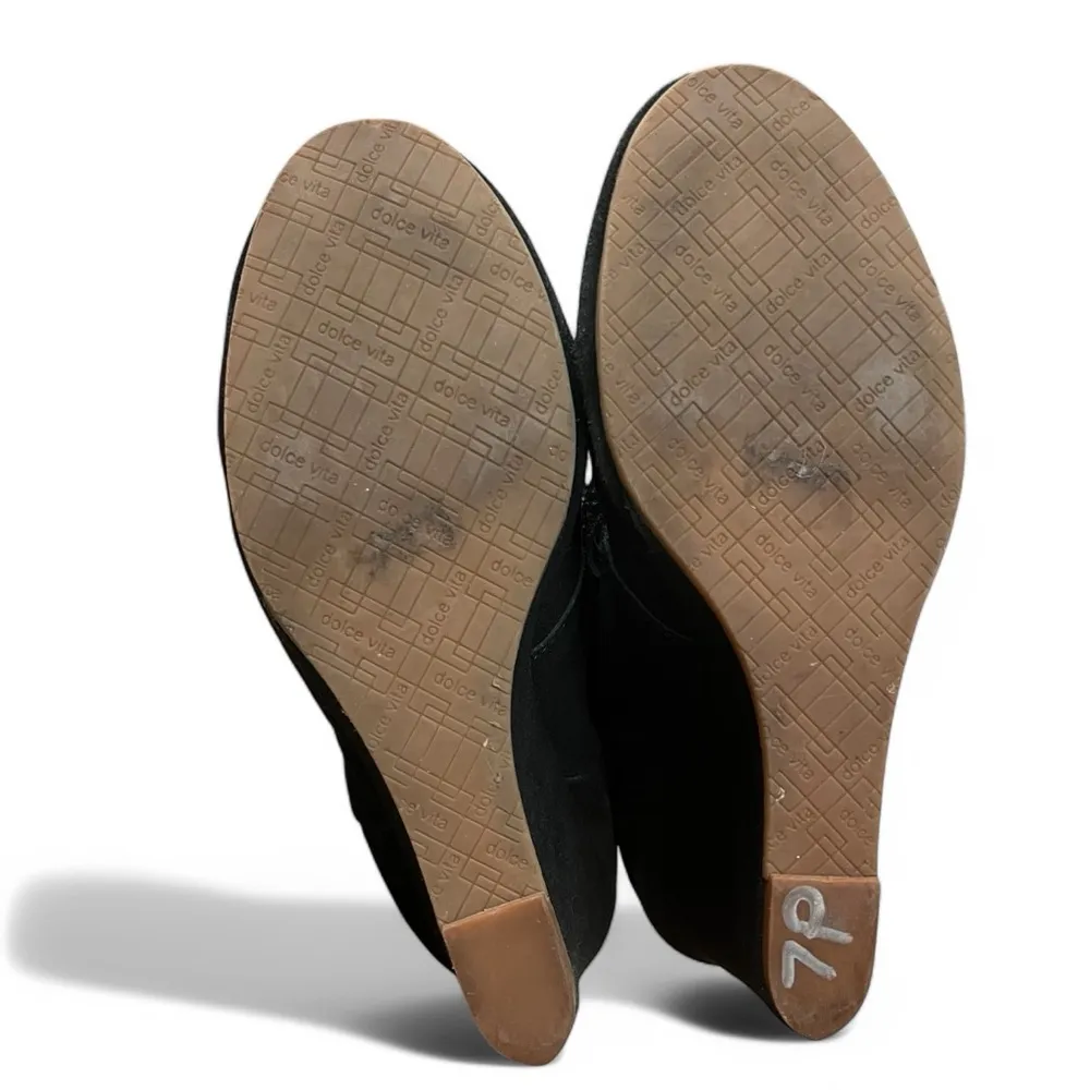 DV BY DOLCE VITA Black Suede Wedge Booties Size 9 - Image 6