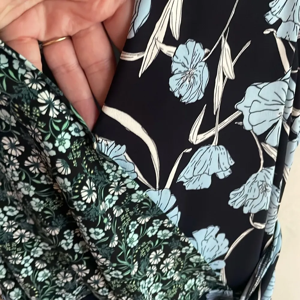 J Jason Wu Sleeveless Peplum City Twisted Knot Knit Top Blue Floral - Image 8