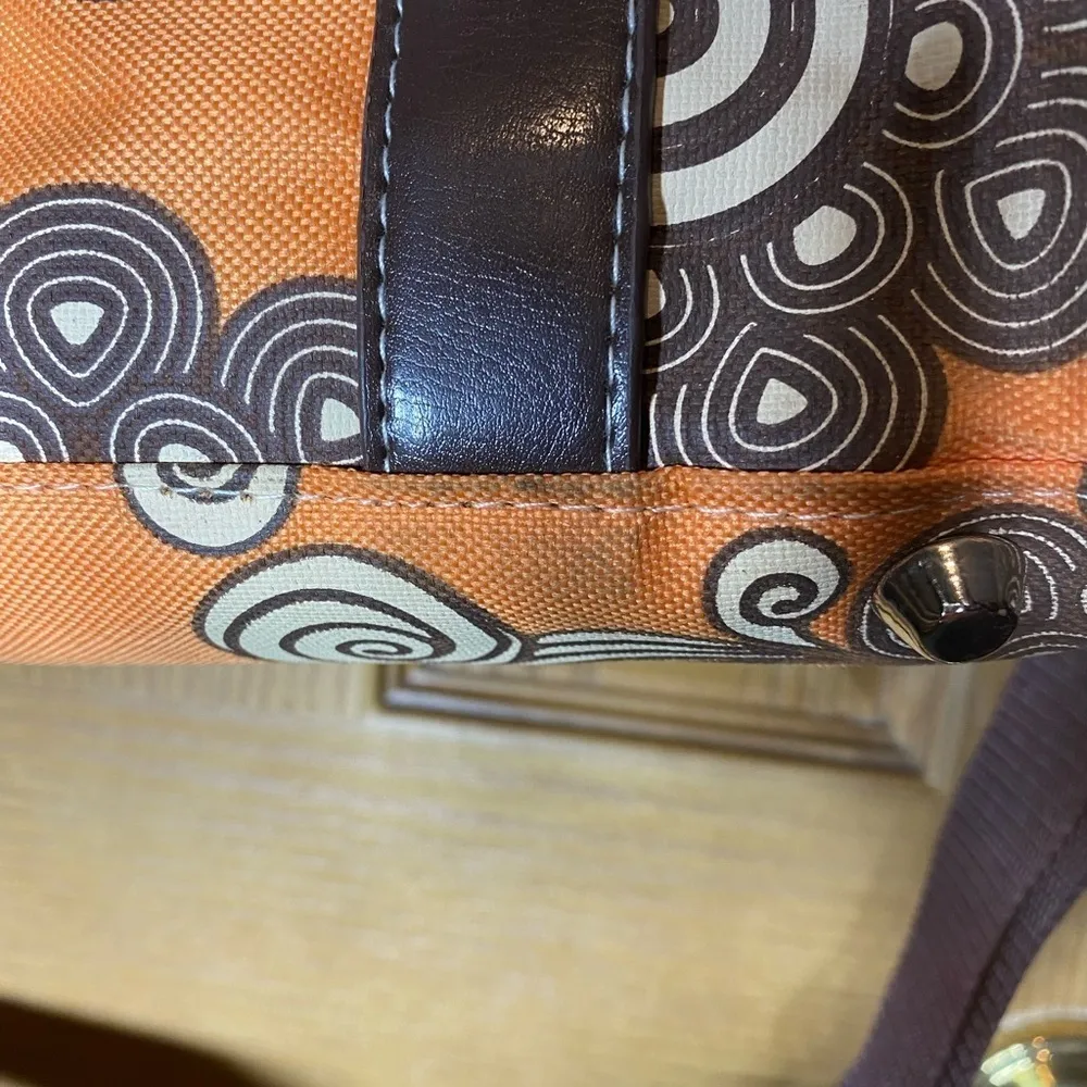 House of Botori orange and brown big bag shoulder bag purse duffle bag baby bag‍ - Image 2