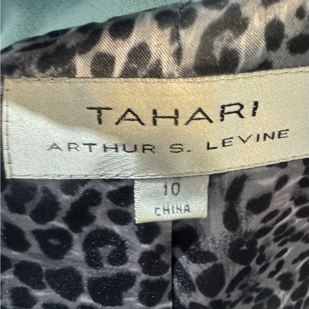 Tahari ASL ice blue open stitch blazer and dark gray skirt suit set size 10 - Image 5