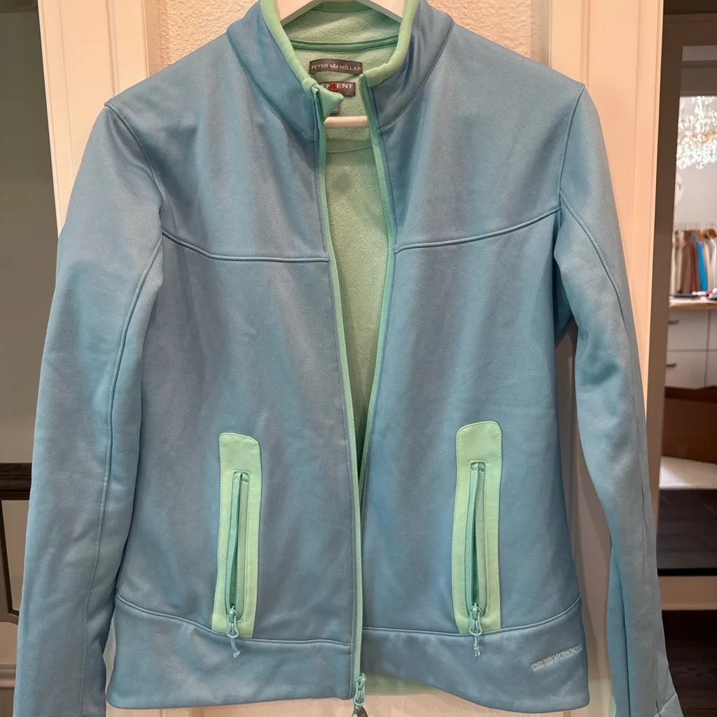 Peter Millar Element Warmth Full Zip Fleece Jacket Blue Mint Medium - Image 2