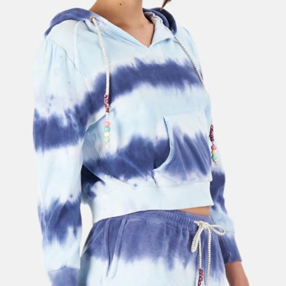 LoveShackFancy Kirby Hoodie Sweater- Blue Wave Size S - Image 2