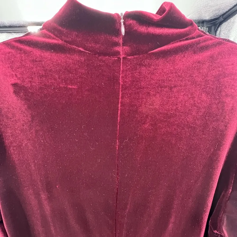 Vintage velvet velour maroon mock neck maxi dress 16 long sleeve Tracy Spencer Red - Image 5