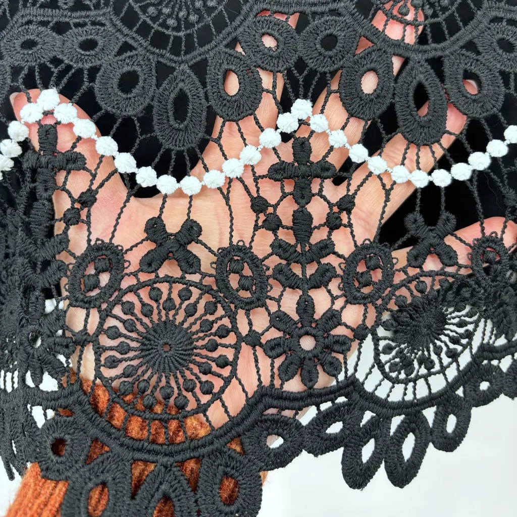 Talbots Black Lace Skirt with White Trim – Elegant Mini - Image 7