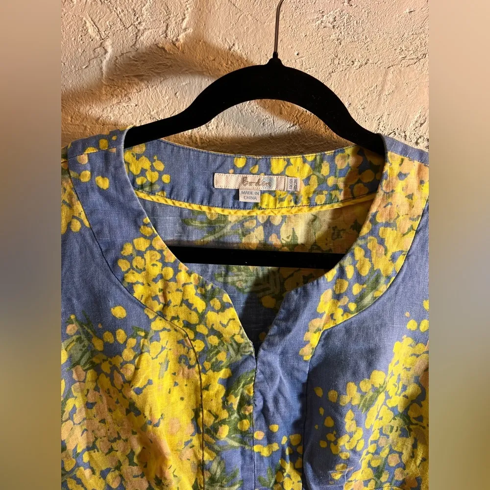 Boden Blue and Yellow Floral Dress linen floral mini summer business casual Size 2 - Image 8