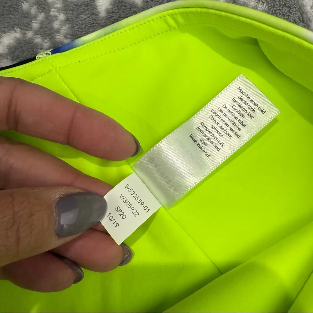 NWOT Athleta‎ Leggings Womens Elation Tie Dye 7/8 Cobalt Blue Neon Green Size 1X - Image 8