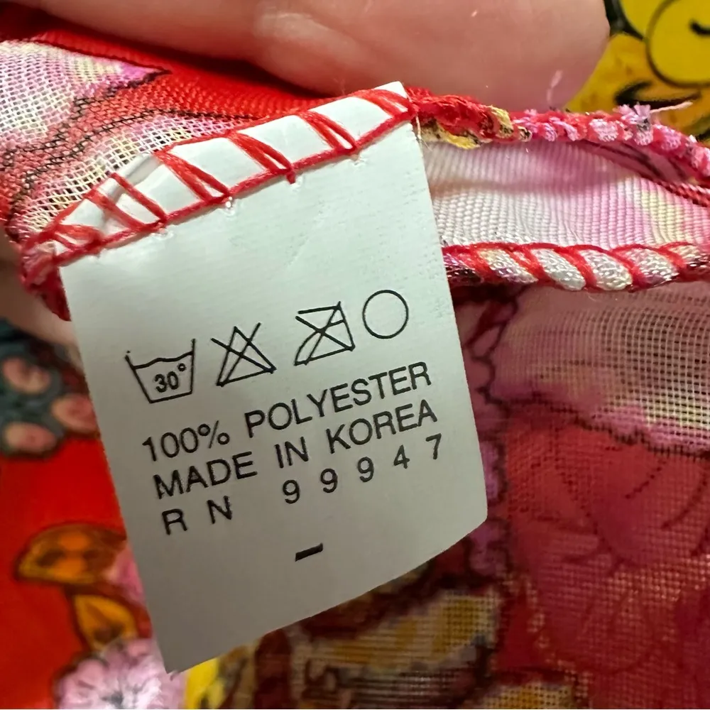 Red Satin Floral Striped Semi Sheer Scarf 13 x 60 Inches - Image 5