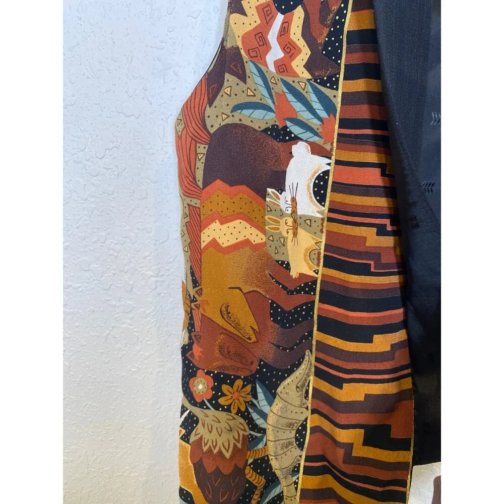 Vintage Haggerty Art Wear Tribal Animal Print Skirt & Vest Set XL/M Brown Black - Image 5